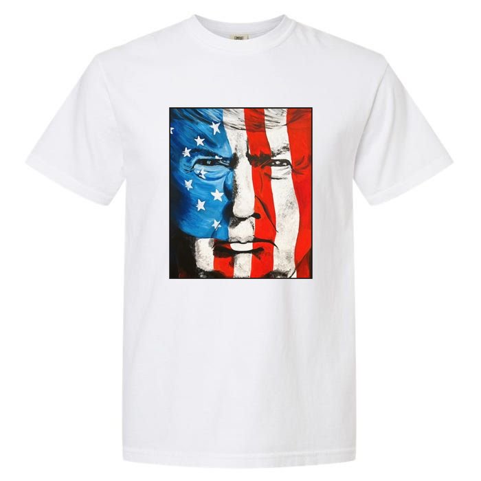 Trump 2024 Patriotic Flag Facepaint Donald Trump 4th Of July Garment-Dyed Heavyweight T-Shirt