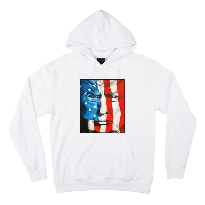 Trump 2024 Patriotic Flag Facepaint Donald Trump 4th Of July Hoodie