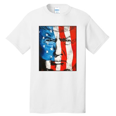 Trump 2024 Patriotic Flag Facepaint Donald Trump 4th Of July Tall T-Shirt