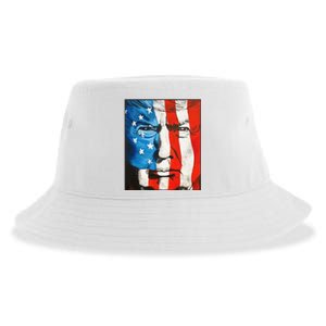 Trump 2024 Patriotic Flag Facepaint Donald Trump 4th Of July Sustainable Bucket Hat