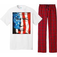 Trump 2024 Patriotic Flag Facepaint Donald Trump 4th Of July Pajama Set