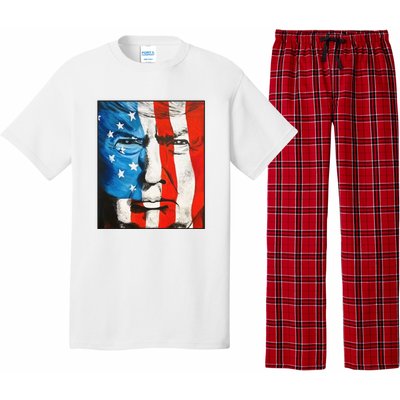 Trump 2024 Patriotic Flag Facepaint Donald Trump 4th Of July Pajama Set