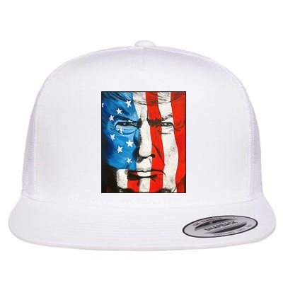 Trump 2024 Patriotic Flag Facepaint Donald Trump 4th Of July Flat Bill Trucker Hat