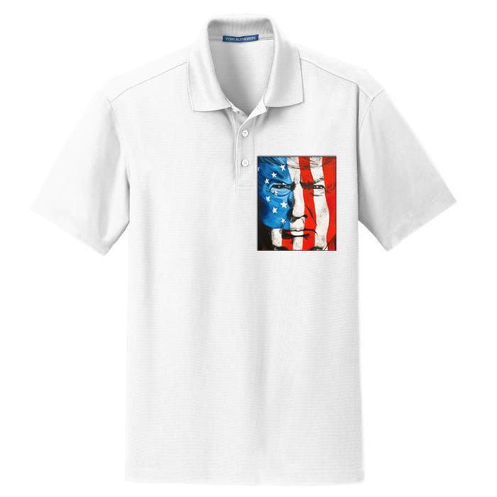 Trump 2024 Patriotic Flag Facepaint Donald Trump 4th Of July Dry Zone Grid Polo