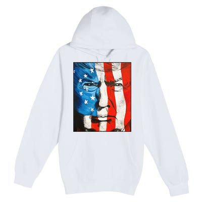 Trump 2024 Patriotic Flag Facepaint Donald Trump 4th Of July Premium Pullover Hoodie