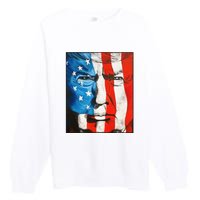 Trump 2024 Patriotic Flag Facepaint Donald Trump 4th Of July Premium Crewneck Sweatshirt