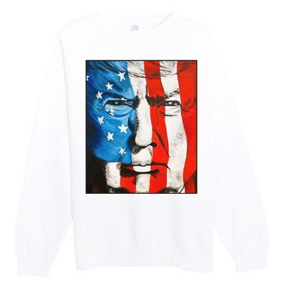 Trump 2024 Patriotic Flag Facepaint Donald Trump 4th Of July Premium Crewneck Sweatshirt