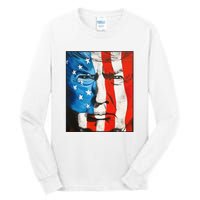 Trump 2024 Patriotic Flag Facepaint Donald Trump 4th Of July Tall Long Sleeve T-Shirt