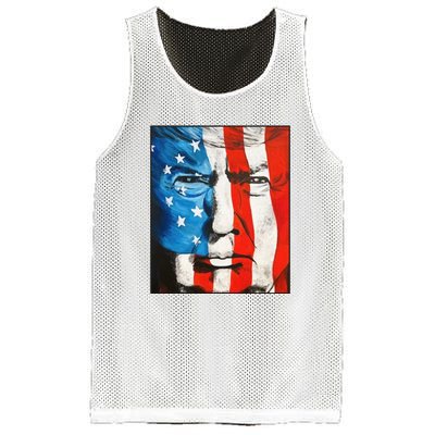 Trump 2024 Patriotic Flag Facepaint Donald Trump 4th Of July Mesh Reversible Basketball Jersey Tank