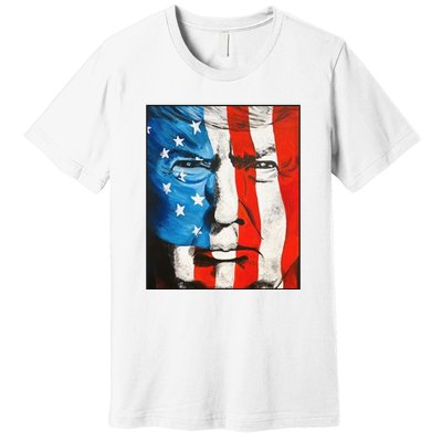 Trump 2024 Patriotic Flag Facepaint Donald Trump 4th Of July Premium T-Shirt