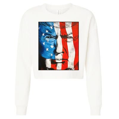 Trump 2024 Patriotic Flag Facepaint Donald Trump 4th Of July Cropped Pullover Crew