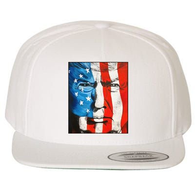 Trump 2024 Patriotic Flag Facepaint Donald Trump 4th Of July Wool Snapback Cap