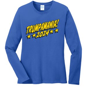 Trumpamania 2024 President Trump Fun Election Design Ladies Long Sleeve Shirt