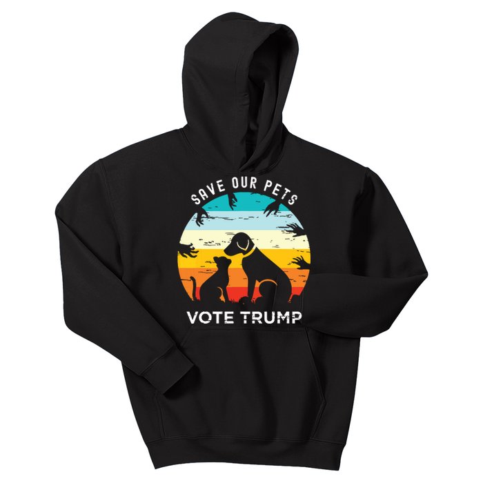 Trump 2024 President Save Our Pets Animals Dogs Cats Ducks Kids Hoodie