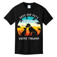 Trump 2024 President Save Our Pets Animals Dogs Cats Ducks Kids T-Shirt