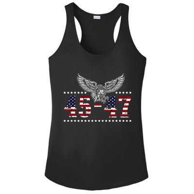 Trump 2024 President 45 And 47 American Flag Trump 2024 Ladies PosiCharge Competitor Racerback Tank