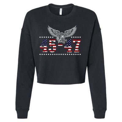 Trump 2024 President 45 And 47 American Flag Trump 2024 Cropped Pullover Crew