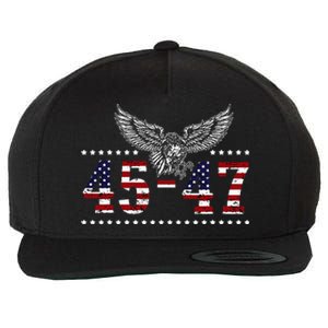 Trump 2024 President 45 And 47 American Flag Trump 2024 Wool Snapback Cap