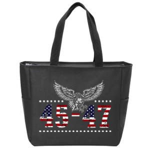 Trump 2024 President 45 And 47 American Flag Trump 2024 Zip Tote Bag