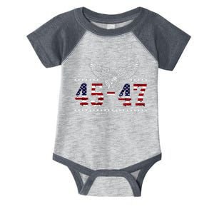 Trump 2024 President 45 And 47 American Flag Trump 2024 Infant Baby Jersey Bodysuit