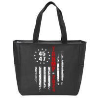 Trump 2024 President 45 47 Vintage American Flag Pro Trump Zip Tote Bag