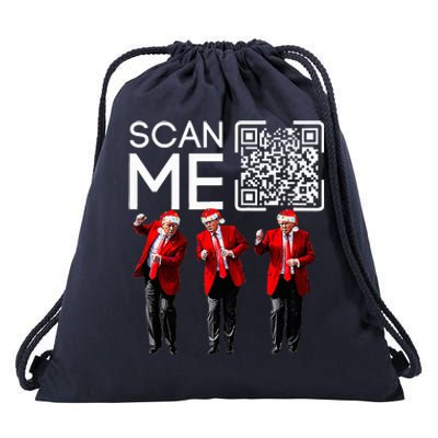 Trump 2024 Qr 4547 Funny Trump Dancing Code Drawstring Bag