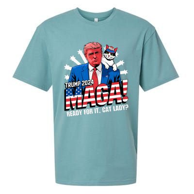 Trump 2024 Ready For It Cat Lady Maga Sueded Cloud Jersey T-Shirt