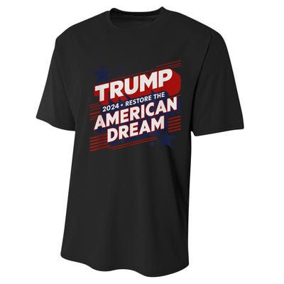 Trump 2024 Restore American Dream Performance Sprint T-Shirt