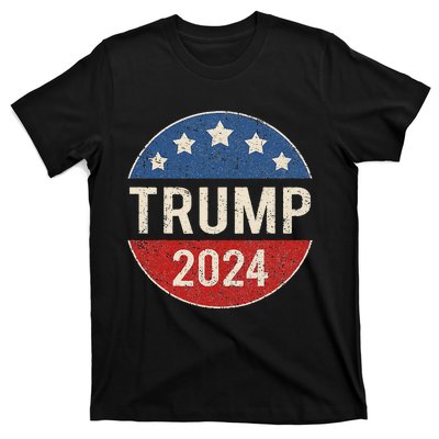 Trump 2024 Retro Campaign Button Re Elect President Trump T-Shirt