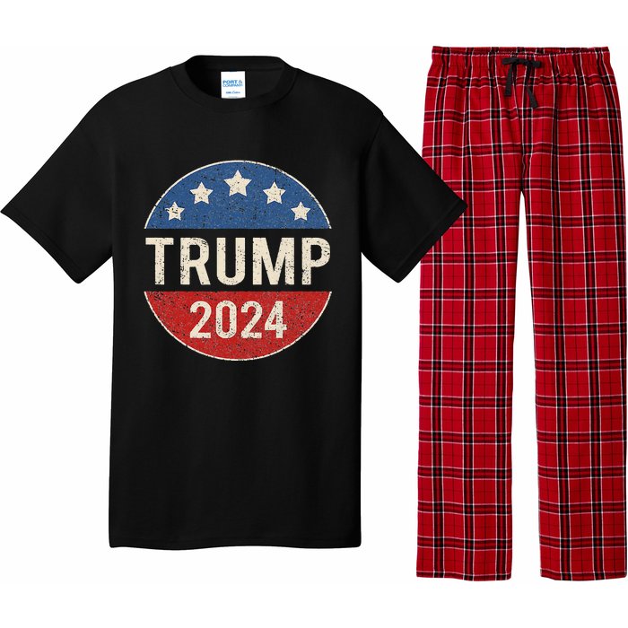 Trump 2024 Retro Campaign Button Re Elect President Trump Pajama Set