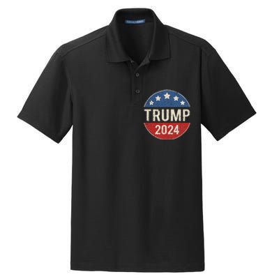 Trump 2024 Retro Campaign Button Re Elect President Trump Dry Zone Grid Polo