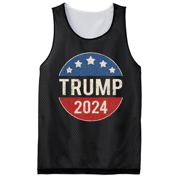 Trump 2024 Retro Campaign Button Re Elect President Trump Mesh Reversible Basketball Jersey Tank