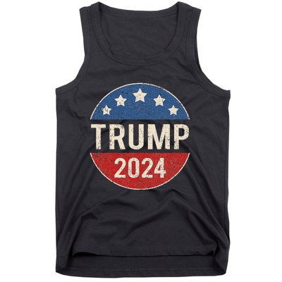 Trump 2024 Retro Campaign Button Re Elect President Trump Tank Top