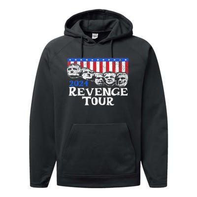 Trump 2024 Revenge Mount Rushmore Performance Fleece Hoodie