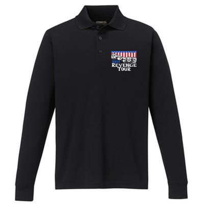 Trump 2024 Revenge Mount Rushmore Performance Long Sleeve Polo