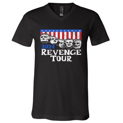 Trump 2024 Revenge Mount Rushmore V-Neck T-Shirt