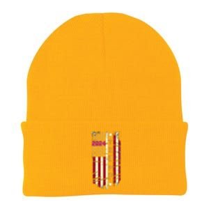 Trump 2024 Retro Flag Front And Back Knit Cap Winter Beanie