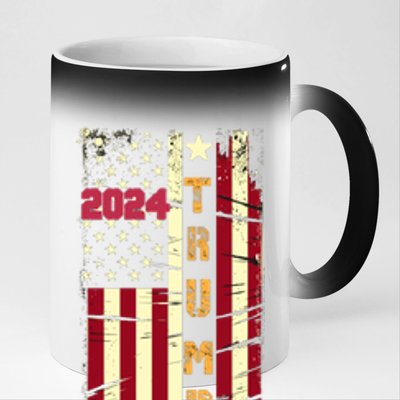 Trump 2024 Retro Flag Front And Back 11oz Black Color Changing Mug