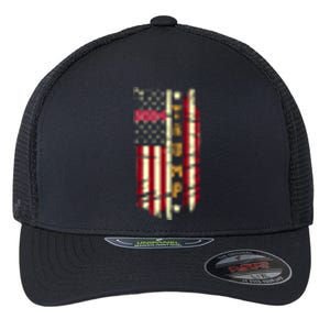 Trump 2024 Retro Flag Front And Back Flexfit Unipanel Trucker Cap