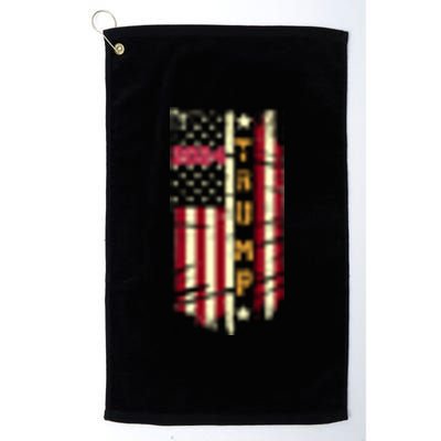 Trump 2024 Retro Flag Front And Back Platinum Collection Golf Towel