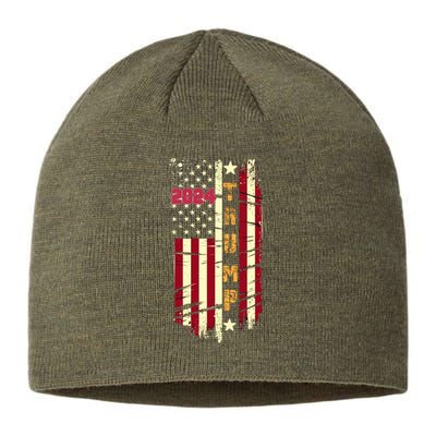 Trump 2024 Retro Flag Front And Back Sustainable Beanie