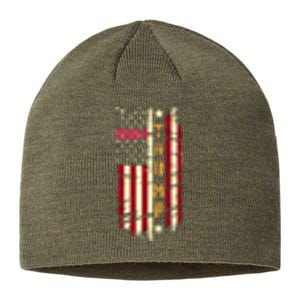 Trump 2024 Retro Flag Front And Back Sustainable Beanie