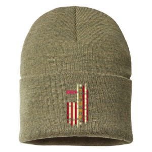 Trump 2024 Retro Flag Front And Back Sustainable Knit Beanie