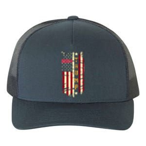 Trump 2024 Retro Flag Front And Back Yupoong Adult 5-Panel Trucker Hat