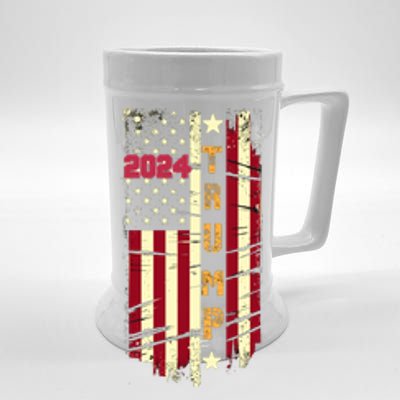 Trump 2024 Retro Flag Front And Back Beer Stein