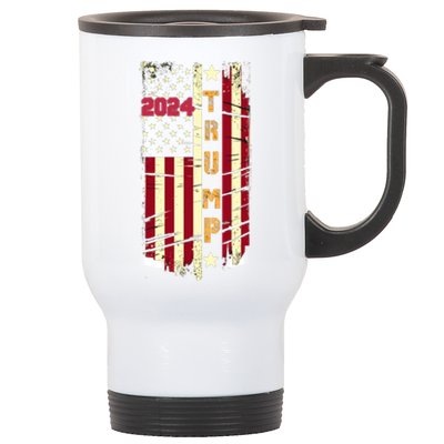 Trump 2024 Retro Flag Front And Back Stainless Steel Travel Mug