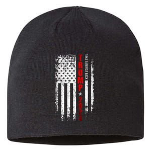 Trump 2024 Reclaiming America with Patriotic Flag Design Sustainable Beanie