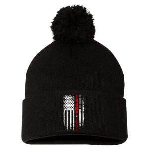 Trump 2024 Reclaiming America with Patriotic Flag Design Pom Pom 12in Knit Beanie