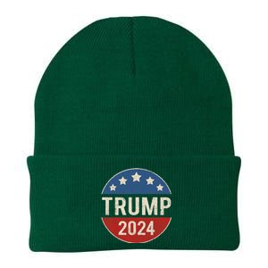 Trump 2024 Retro Campaign Button Re Elect President Trump Knit Cap Winter Beanie