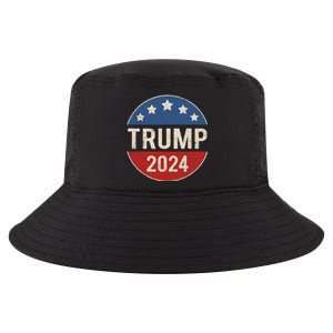 Trump 2024 Retro Campaign Button Re Elect President Trump Cool Comfort Performance Bucket Hat